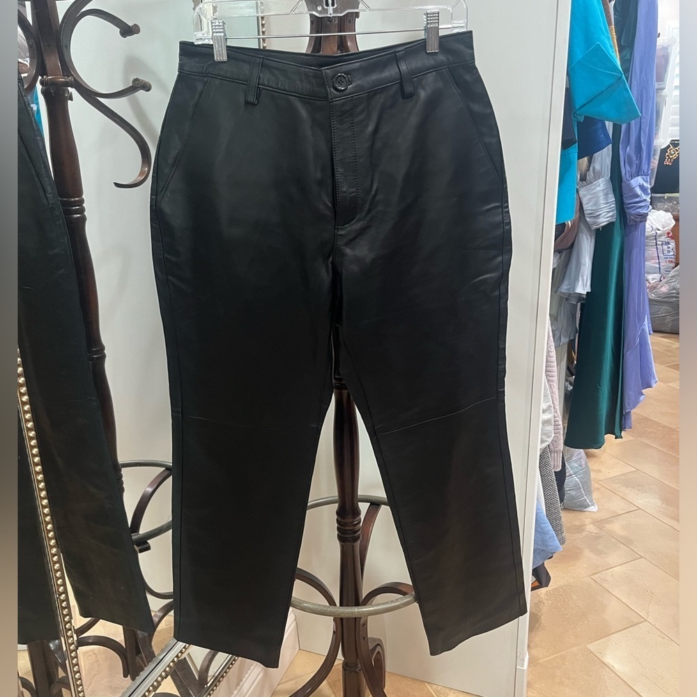 EUC LeatherCult Black Leather Trouser Pants. Size See Measurements